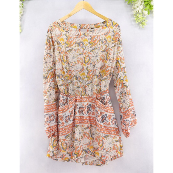 Free People Dresses & Skirts - Free People Floral Print Mini Dress - Orange and White